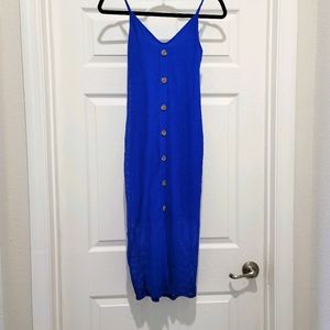 Electric blue spaghetti strap midi summer dress